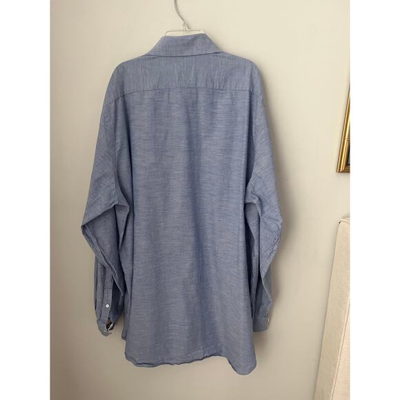 TailorByrd Long Sleeve Button Down Shirt Collar Pocket Flip Cuff Blue 2XLT - Picture 2 of 10